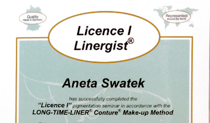 Certyfikat Long Time Liner - Aneta Swatek - pigmentacja medyczna